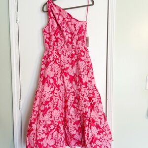 NWT Tuckernuck Hyacinth House Pink and Red Floral One Shoulder Maxi Dress